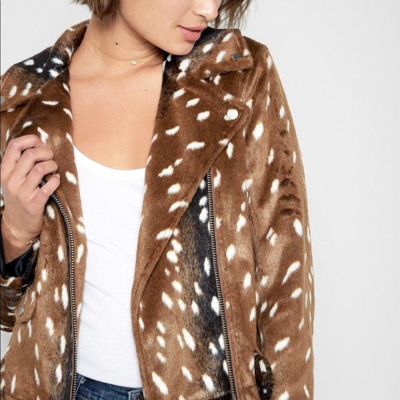 7 For All Mankind Jackets & Blazers - For all mankind faux fur fawn motorcycle jacket